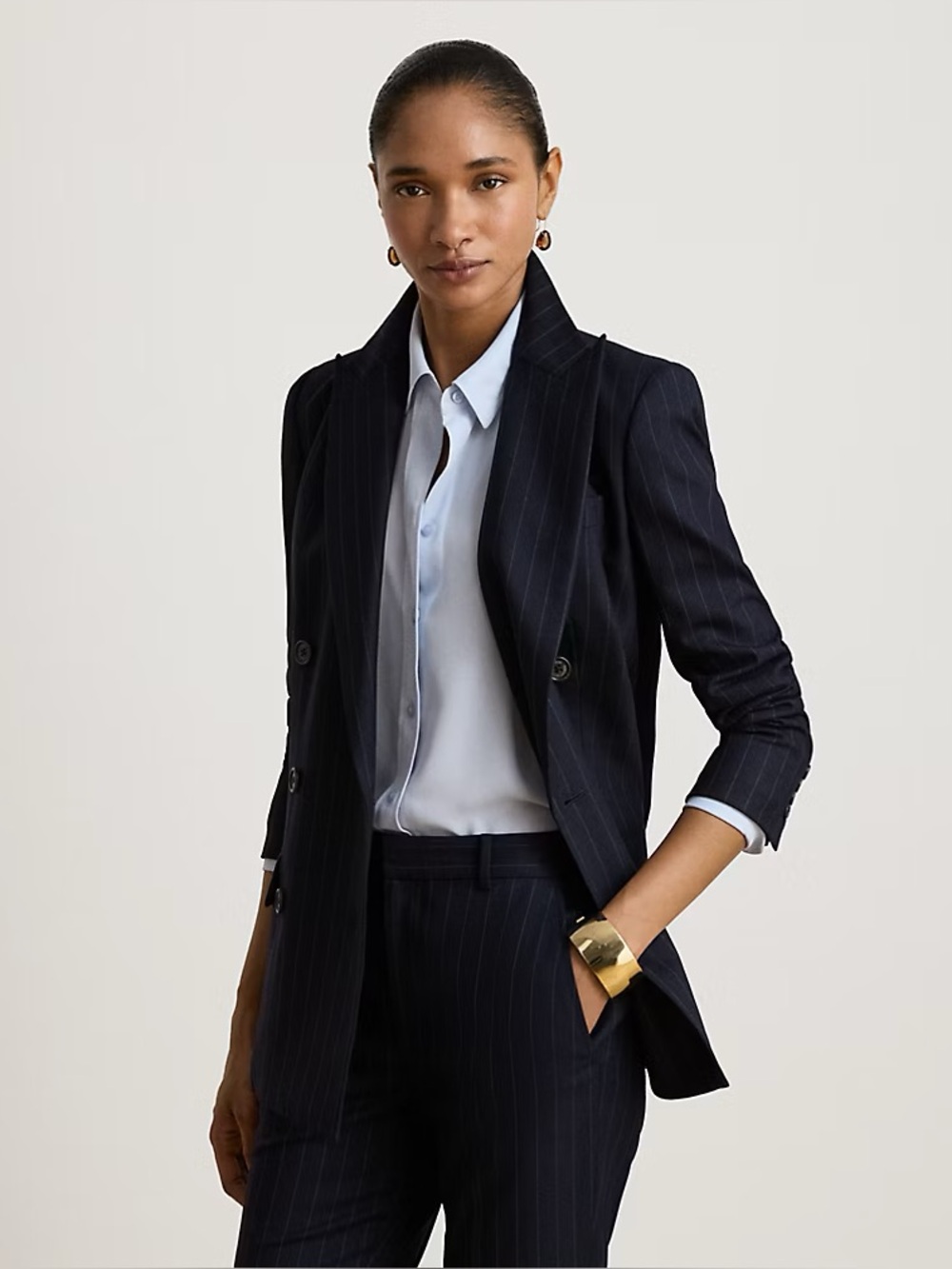 Lauren Ralph Lauren Pinstripe Double-Breasted Twill Blazer
